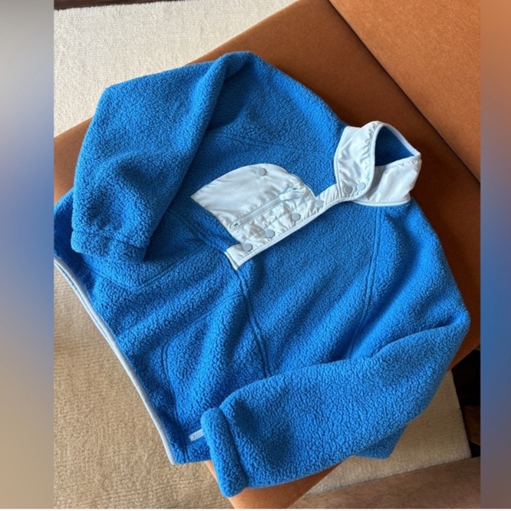 Blue Fleece Jacket with White Accents